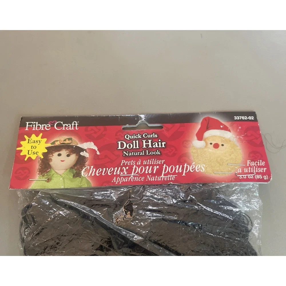 Fibre Craft Quick Curls Doll Hair Natural Look Easy To‎ Use Black Curly